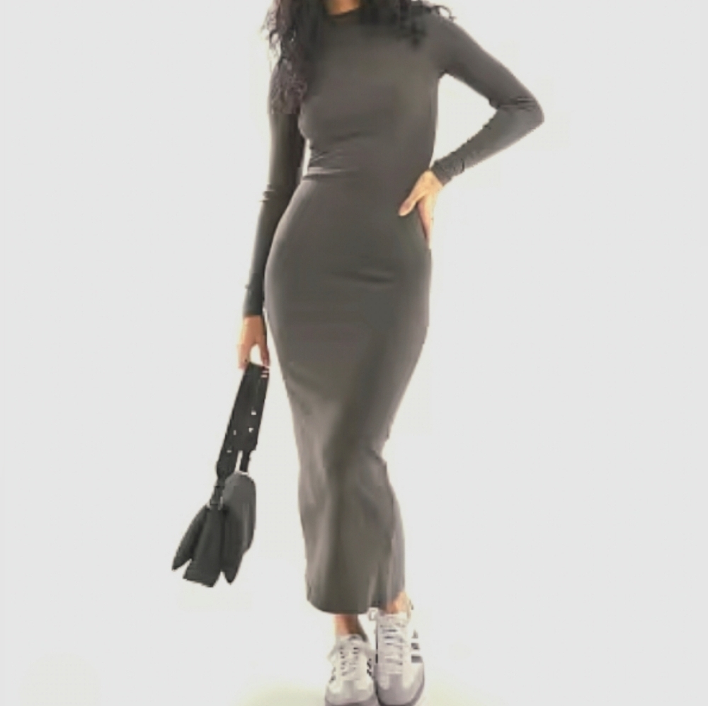 Pull&Bear long sleeve self layer maxi dress